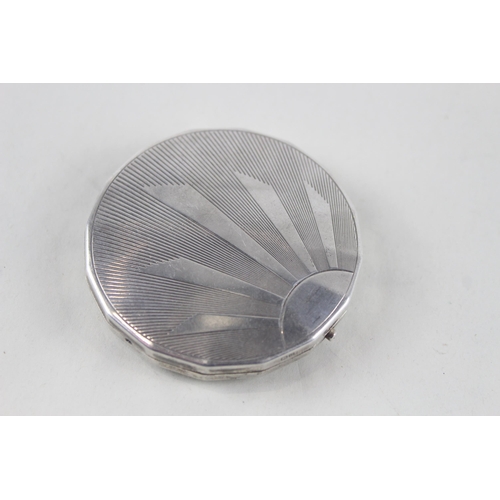 2454G - An Art Deco hallmarked sterling silver compact mirror - approx. gross weight 51g