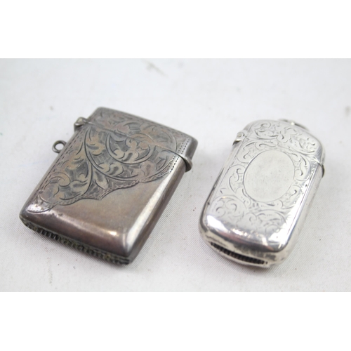 2454J - Two .925 sterling silver vesta cases - approx. gross weight 44g