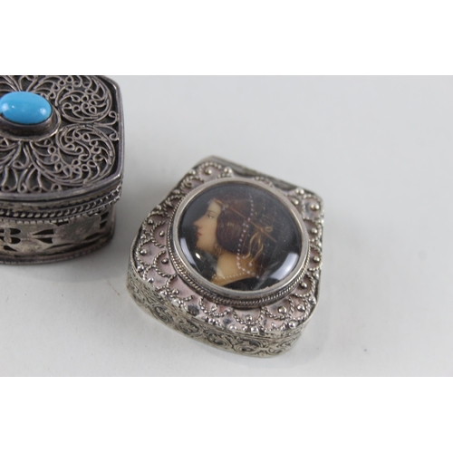 2470 - Three silver trinket boxes, one .800 and two .925 - approx. gross weight 74g