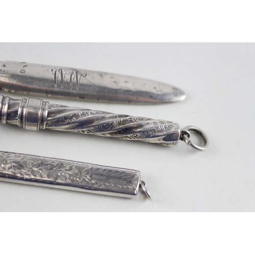 2483 - Three .925 sterling silver pencil holders - approx. gross weight 20g