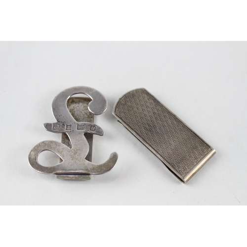 2490 - Two sterling silver money clips - approx. gross weight 32g