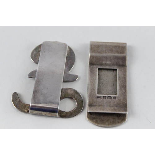 2490 - Two sterling silver money clips - approx. gross weight 32g