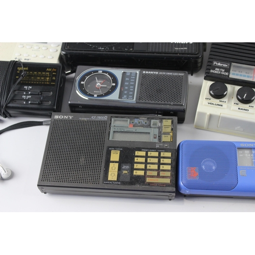 391 - A collection of radios to include early 1970s Grundig Elite-Boy 210E four-band, 1980s Sony ICF-7600D... 