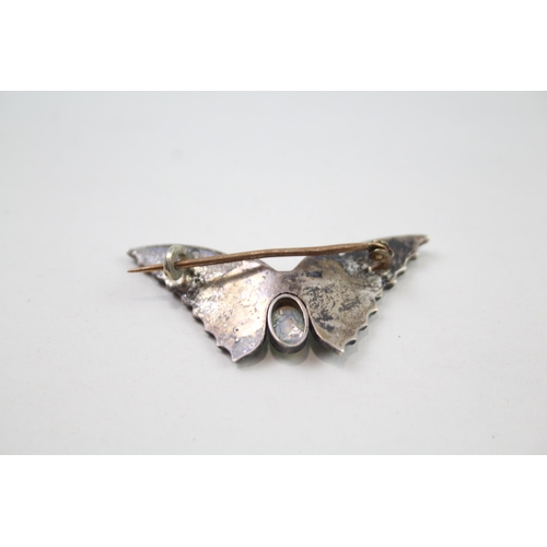 2345 - An antique boxed silver and enamel butterfly brooch - approx. gross weight 6g