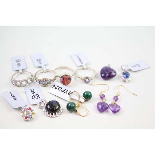 2347 - A collection of silver gemstone set jewellery - approx. gross weight 27g