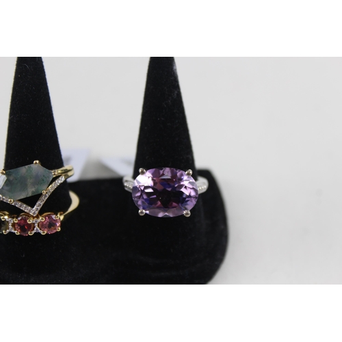 2352 - Eight silver gemstone set rings - approx. gross weight 29g