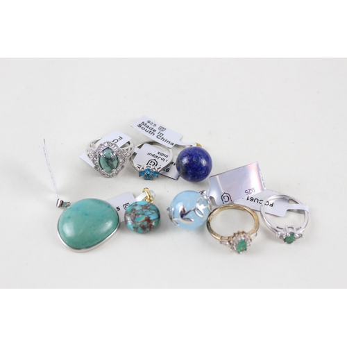 2391 - A collection of silver gemstone set jewellery - approx. gross weight 36g