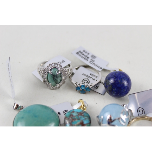 2391 - A collection of silver gemstone set jewellery - approx. gross weight 36g