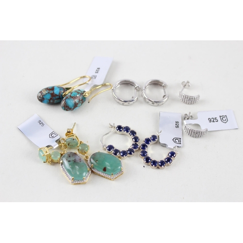 2392 - A collection of silver gemstone set earrings - approx. gross weight 26g