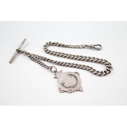 2413 - An antique silver Albert chain with fob - approx. gross weight 41g