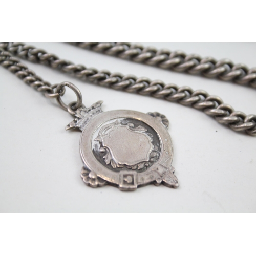 2413 - An antique silver Albert chain with fob - approx. gross weight 41g