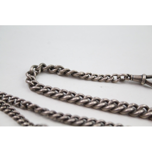 2413 - An antique silver Albert chain with fob - approx. gross weight 41g