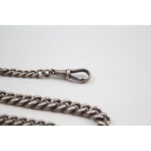 2413 - An antique silver Albert chain with fob - approx. gross weight 41g