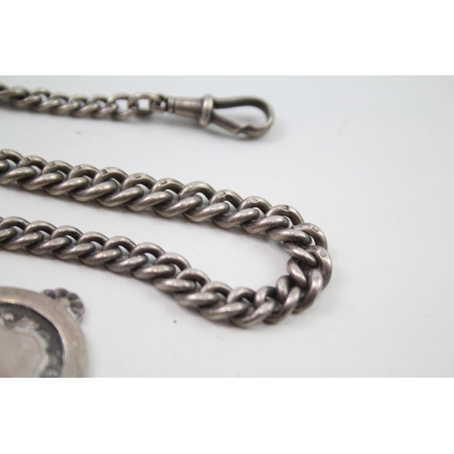 2413 - An antique silver Albert chain with fob - approx. gross weight 41g