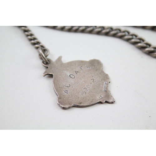 2413 - An antique silver Albert chain with fob - approx. gross weight 41g