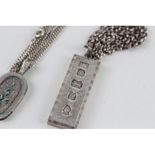 2418 - Two silver ingot pendant necklaces - approx. gross weight 49g