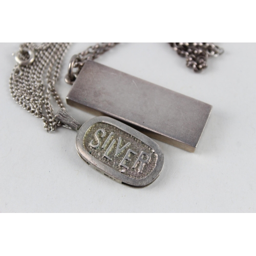 2418 - Two silver ingot pendant necklaces - approx. gross weight 49g