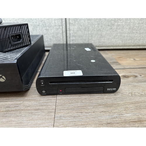 443 - Two consoles, one Microsoft Xbox One and one Nintendo Wii U