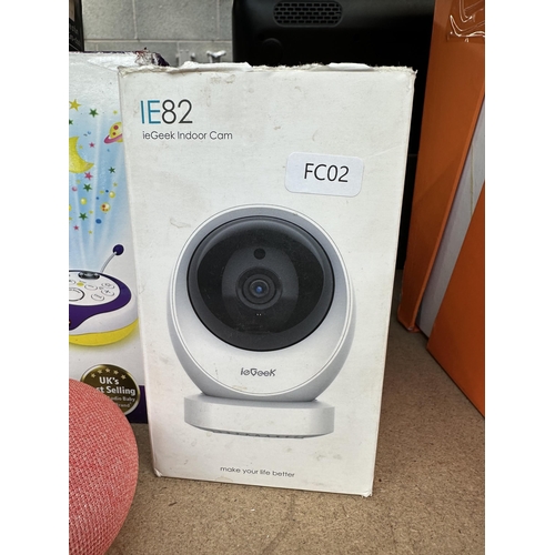 474 - Four items to include Google nest mini smart speaker and IE82 smart indoor camera etc