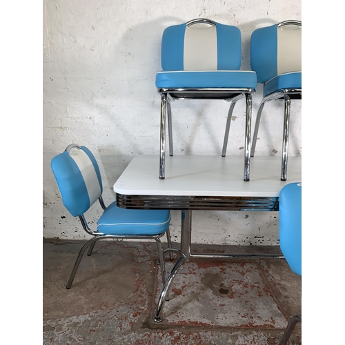 245 - A 1950s style Just-Americana seven piece dining suite - table approx. 75cm high x 78cm wide x 179cm ... 