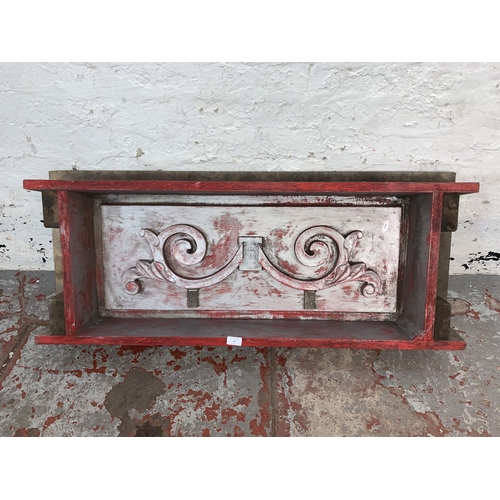 73 - A mid 20th century industrial painted wooden printing mould - approx. 48cm x 111cm