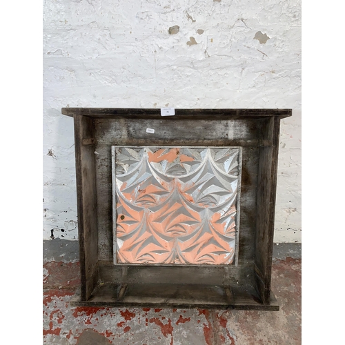 75 - A mid 20th century industrial painted wooden printing mould - approx. 60cm x 63cm