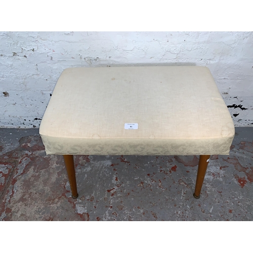 81 - A mid 20th century Sherborne white vinyl dressing table stool - approx. 43cm high x 37cm wide x 57cm... 