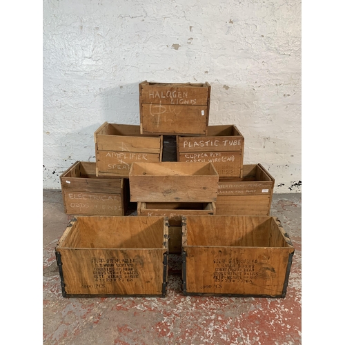 97 - Ten wooden shipping crates