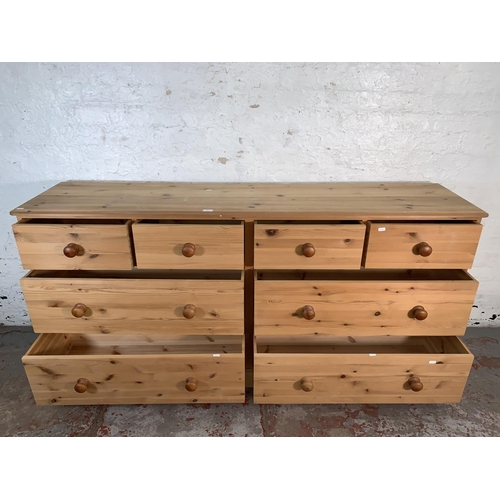 98 - A pine chest of drawers - approx. 90cm high x 185cm wide x 43cm deep