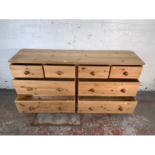 98 - A pine chest of drawers - approx. 90cm high x 185cm wide x 43cm deep