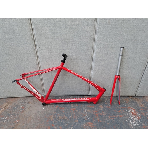 1158 - A Specialized Allez bike frame with front forks