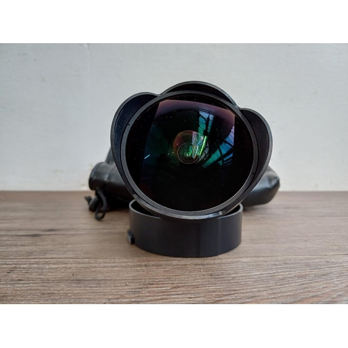 316 - A cased Opteka 6.5mm 1:3.5 fish-eye CS lens for Nikon F mount