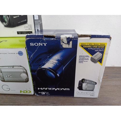 325 - Six digital camcorders to include boxed JVC Everio GZ-MG21EK HDD, boxed Panasonic V250 10mp full HD,... 