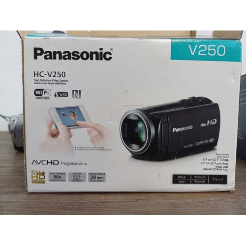 325 - Six digital camcorders to include boxed JVC Everio GZ-MG21EK HDD, boxed Panasonic V250 10mp full HD,... 