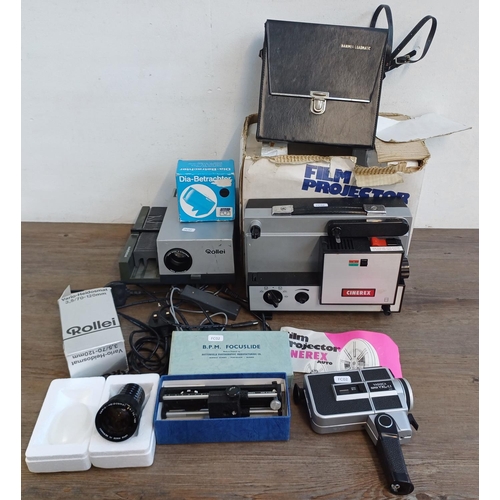 331 - A collection of slide and cine items to include Rollei slide projector, boxed Rollei Vario-Heidosmat... 