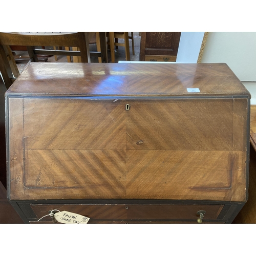 11 - An Edwardian inlaid mahogany bureau on cabriole supports - approx. 100cm high x 76cm wide x 44cm dee... 