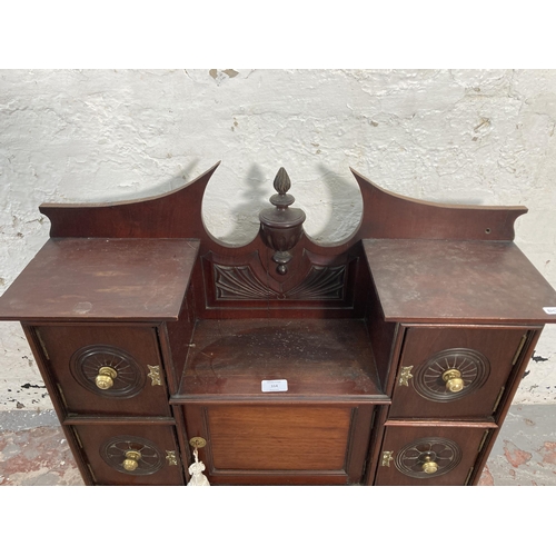 114 - An Edwardian carved mahogany wall mountable cabinet - approx. 60cm high x 73cm wide x 21cm deep