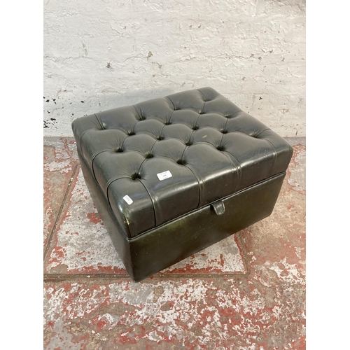 139 - A mid 20th century Chesterfield style green leather storage footstool