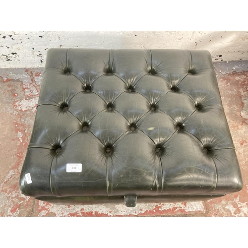 139 - A mid 20th century Chesterfield style green leather storage footstool