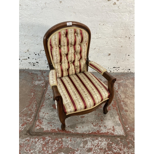 140 - A Victorian style stained beech and fabric upholstered child's armchair - approx. 70cm high x 46cm w... 