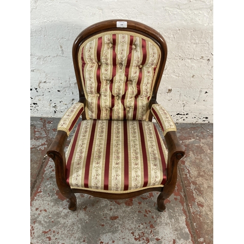 140 - A Victorian style stained beech and fabric upholstered child's armchair - approx. 70cm high x 46cm w... 