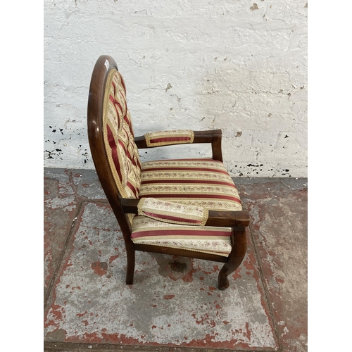 140 - A Victorian style stained beech and fabric upholstered child's armchair - approx. 70cm high x 46cm w... 