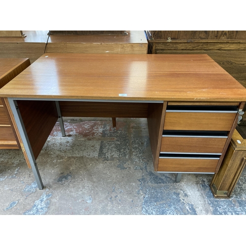 151 - A mid 20th century teak office desk - approx. 72cm high x 120cm wide x 70cm deep