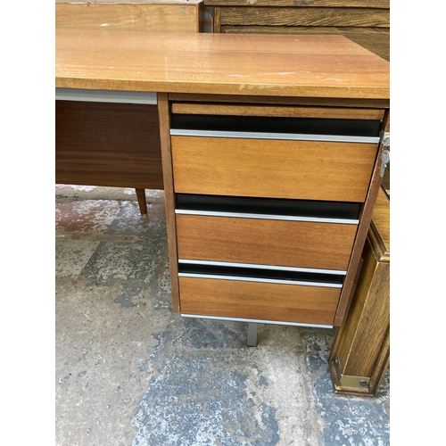 151 - A mid 20th century teak office desk - approx. 72cm high x 120cm wide x 70cm deep