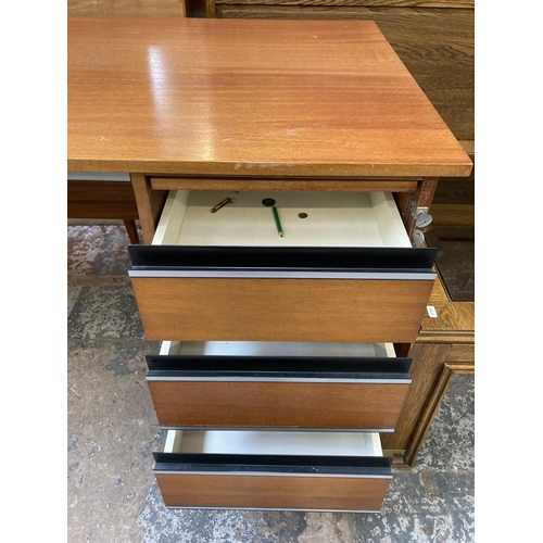 151 - A mid 20th century teak office desk - approx. 72cm high x 120cm wide x 70cm deep