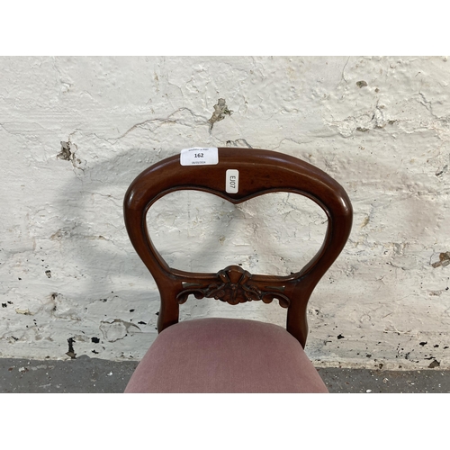 162 - A Victorian mahogany doll’s balloon back dining chair - approx. 45cm high