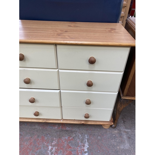 163 - A modern pine and cream painted chest of drawers - approx. 75cm high x 120cm wide x 38cm deep