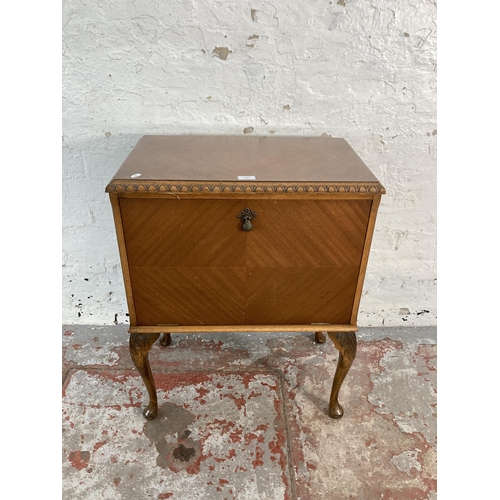 165 - A mid 20th century mahogany record cabinet on cabriole supports - approx. 78cm high x 60cm wide x 37... 