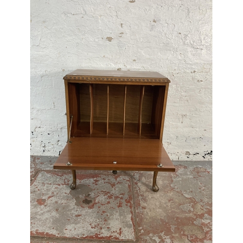 165 - A mid 20th century mahogany record cabinet on cabriole supports - approx. 78cm high x 60cm wide x 37... 