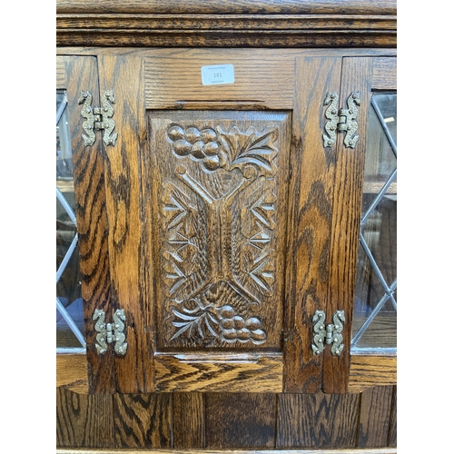 181 - A Webber Furniture carved oak dresser - approx. 163cm high x 187cm wide x 43cm deep